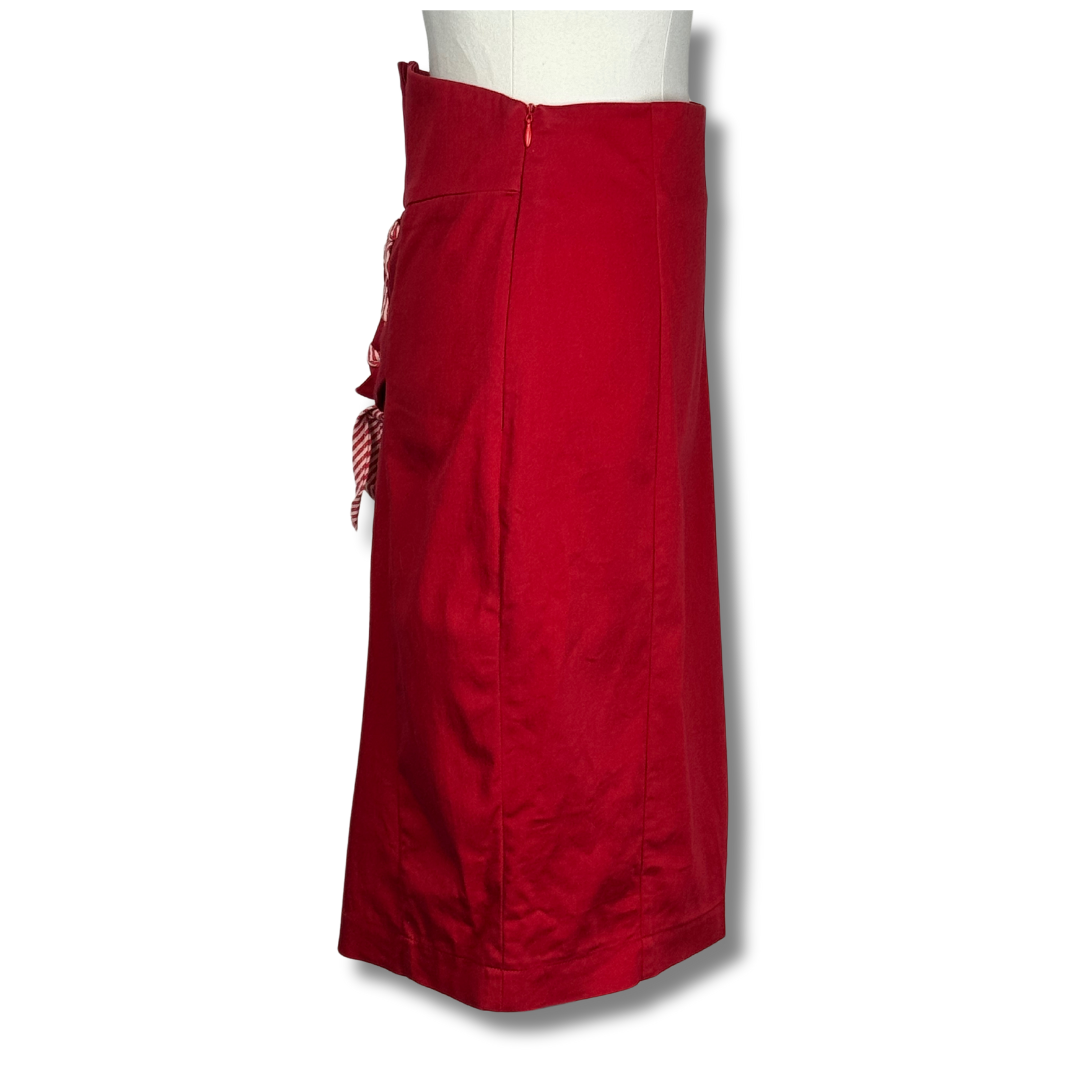 Kitten d'Amour Red Pencil Lace Up Skirt