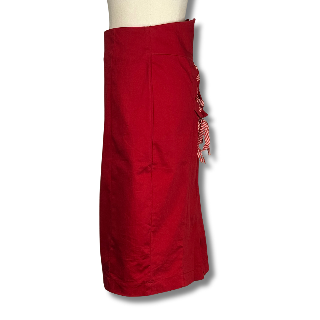 Kitten d'Amour Red Pencil Lace Up Skirt