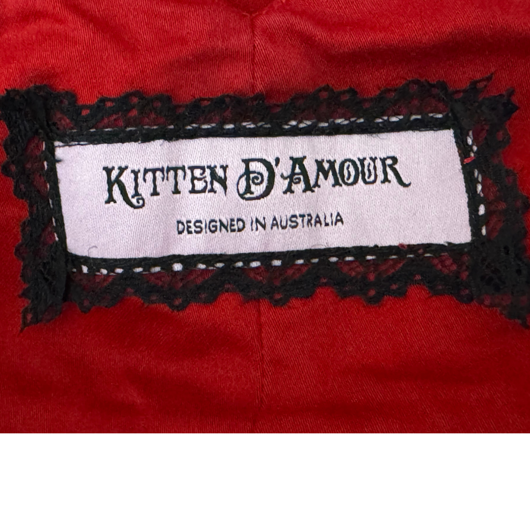 Kitten d'Amour Red Pencil Lace Up Skirt