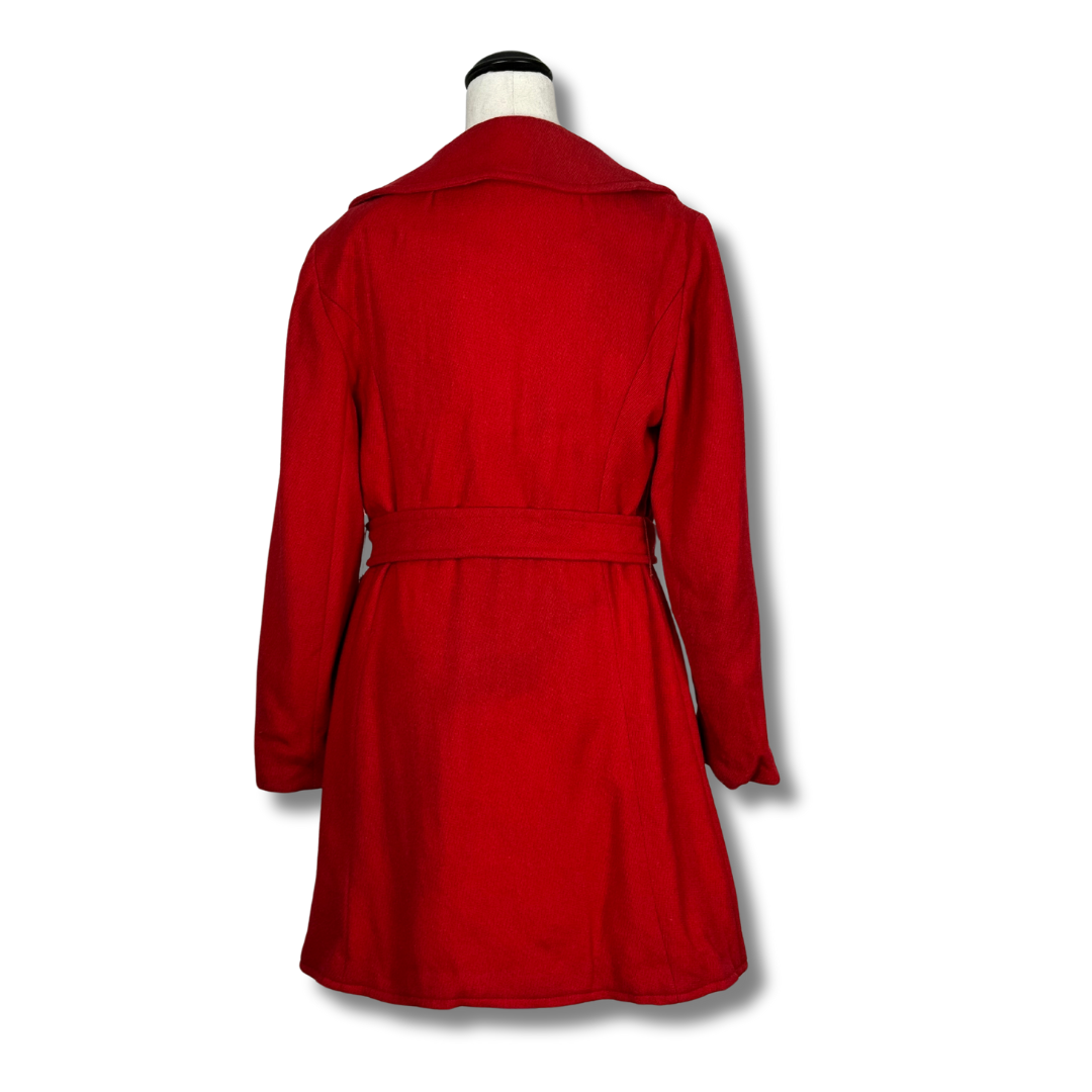 Lassie Junior Mid Length Red Belted Asymmetrical Trench