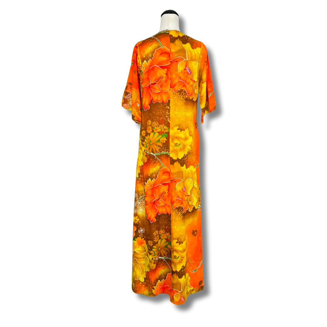 Liberty House of Hawaii Vintage 60s Orange Maxi Dress