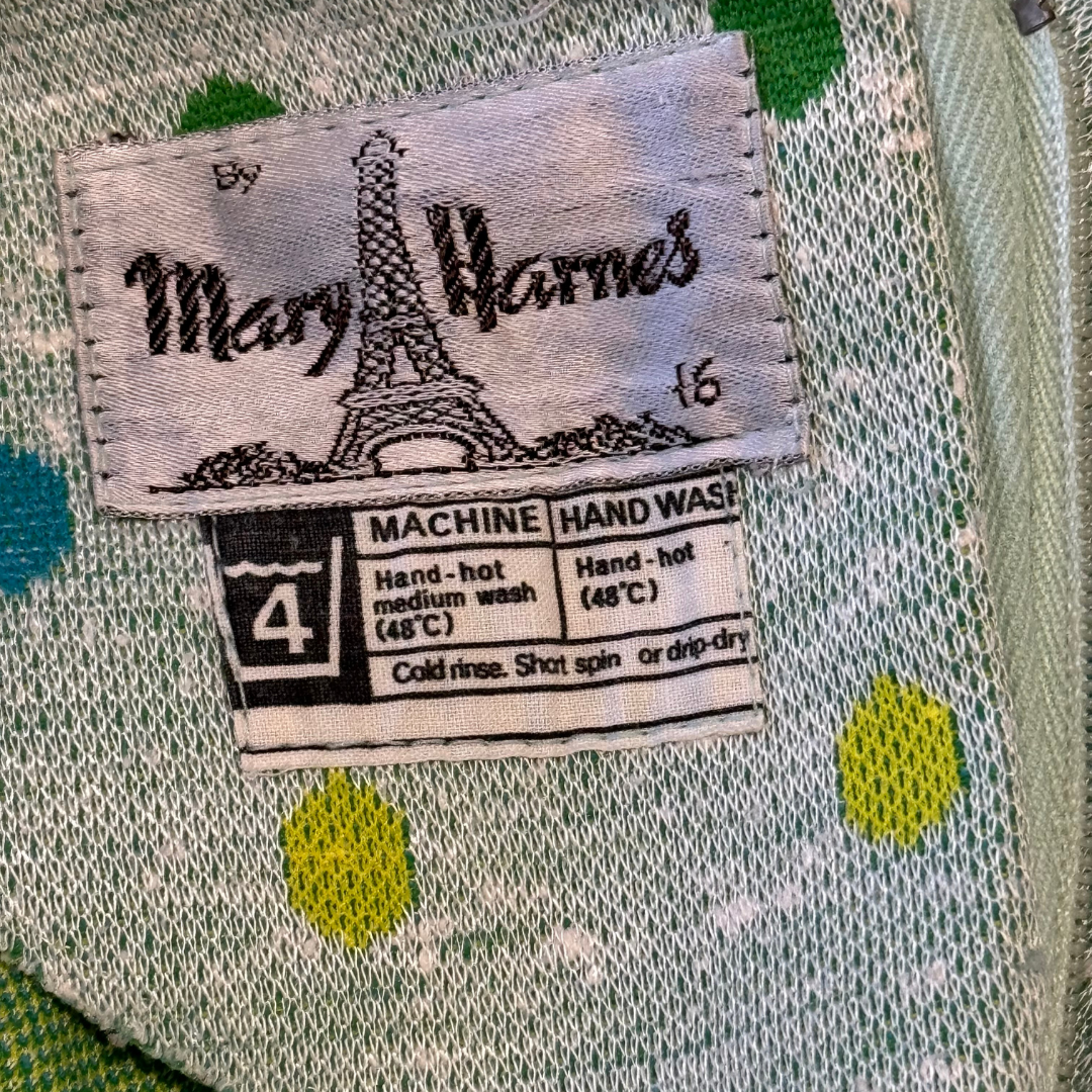 Mary Harnes Vintage 1960s Green Shift Dress