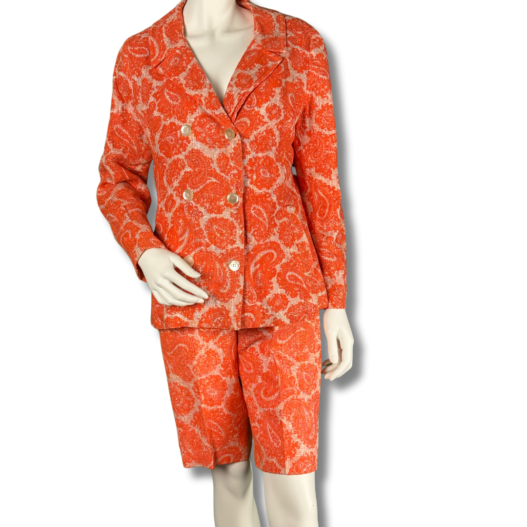 Mr Thomson...Please! Vintage 1960s Orange Paisley Shorts Suit
