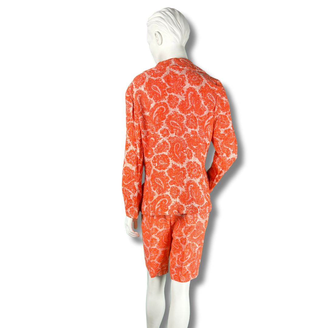 Mr Thomson...Please! Vintage 1960s Orange Paisley Shorts Suit