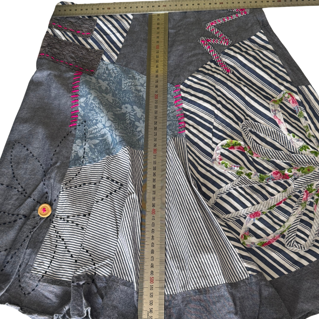 Patchworked Grey Aline Skirt