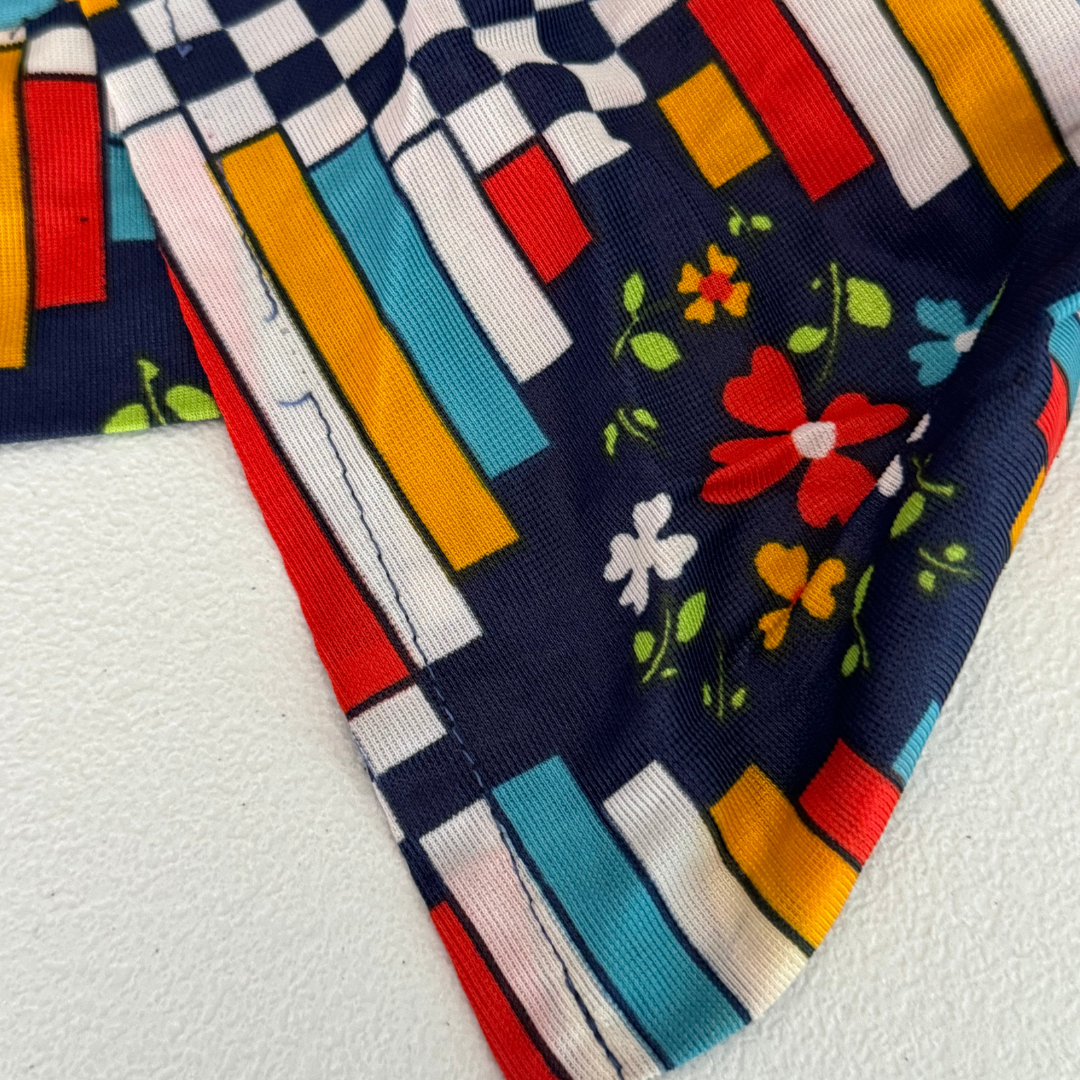 Handmade Vintage 1970s Maxi Psychedelic Plaid Pattern Dress
