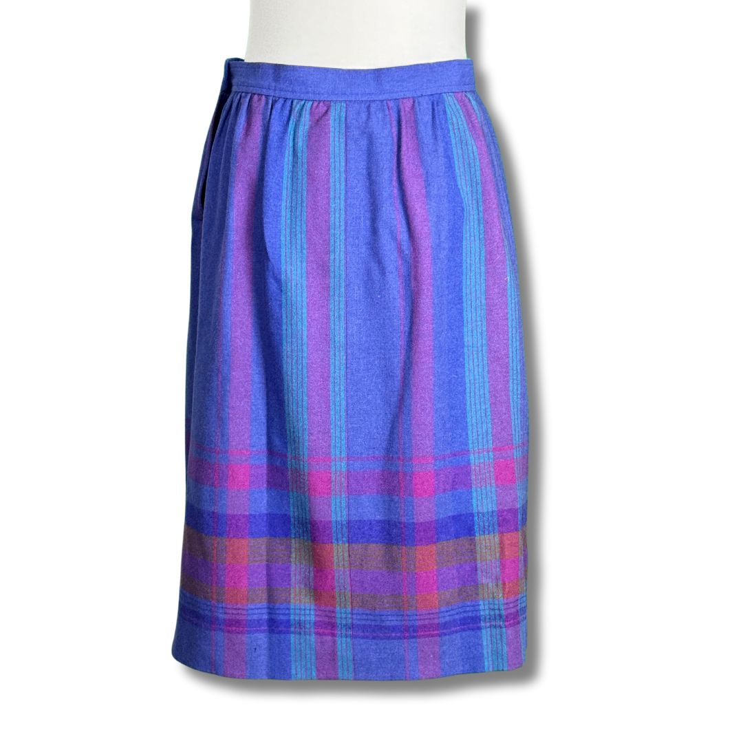 Pendleton 1970s Vintage Woollen Purple Plaid Skirt
