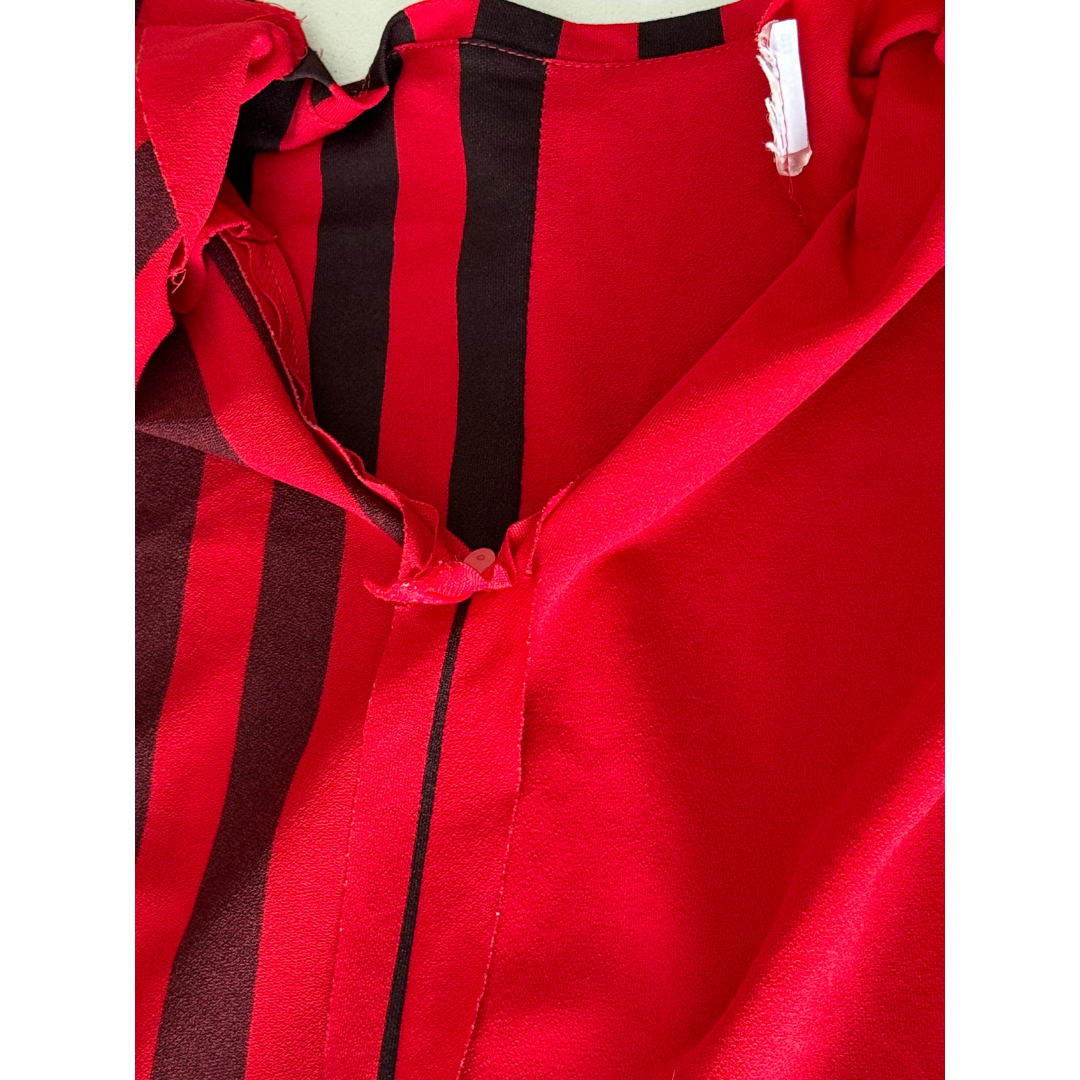1980s Vintage Red Asymmetrical Stripe Dress