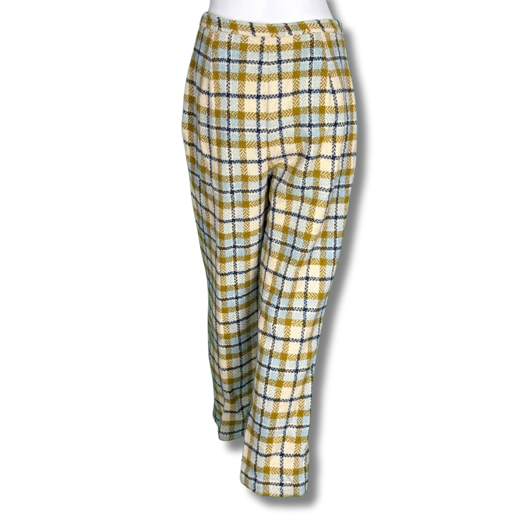 Tami Sophisticates 1960s Vintage Plaid Beige Trousers