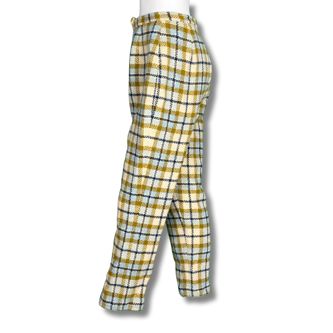 Tami Sophisticates 1960s Vintage Plaid Beige Trousers