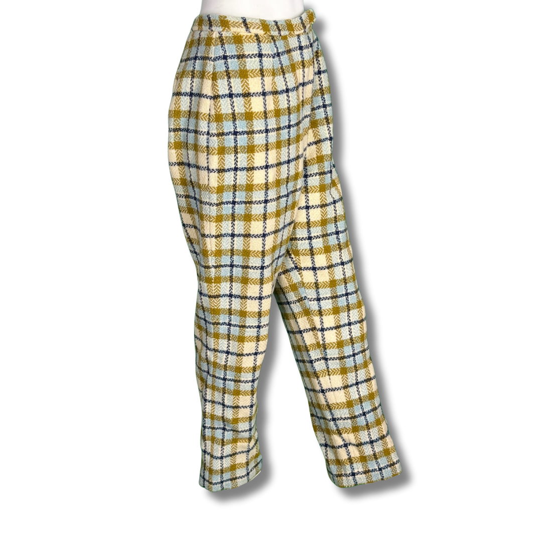 Tami Sophisticates 1960s Vintage Plaid Beige Trousers