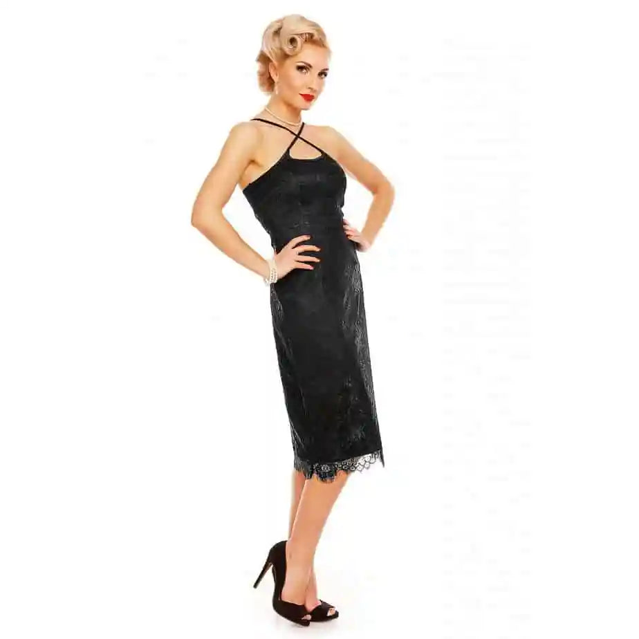 Dolly & Dotty Norma Cross Strap Lace Pencil Dress