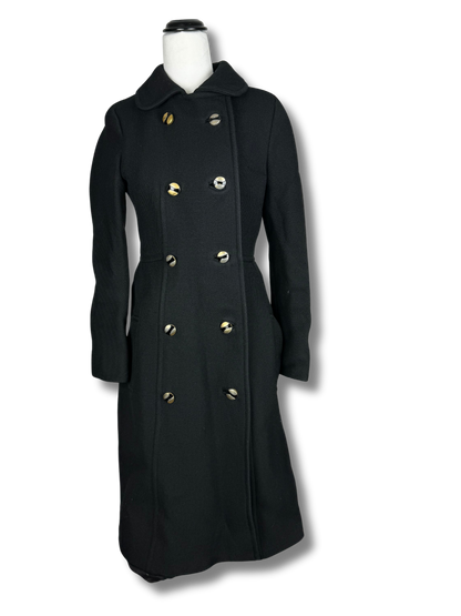 Original 60's Vintage Black Wool Double Breasted Coat