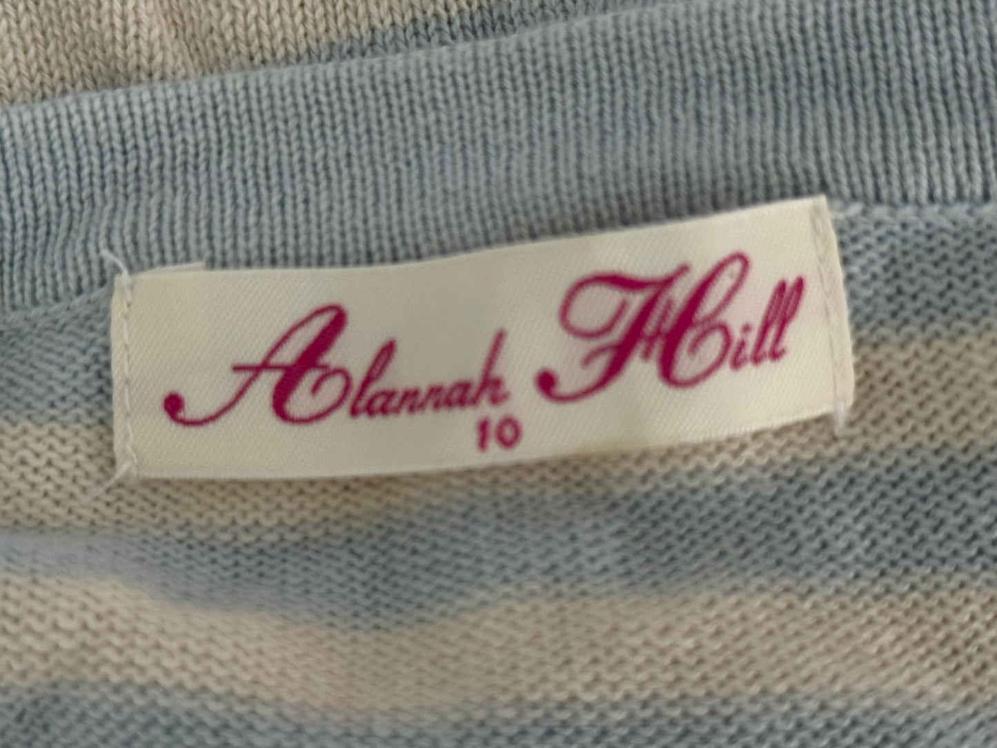 Alanna Hill Striped Blue & Cream Short Sleeved Cardigan