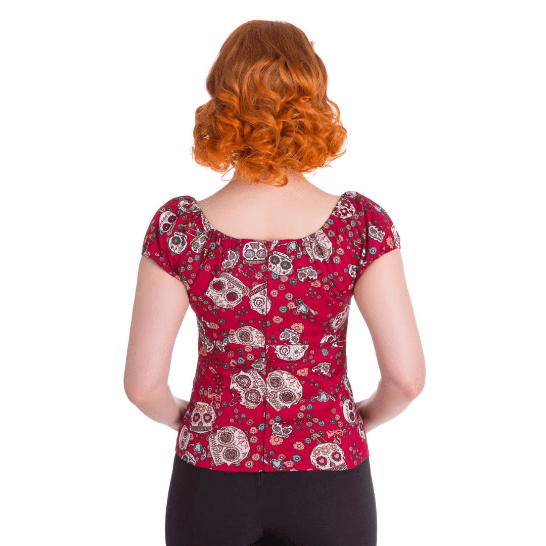 Hell Bunny Red Skull Love Top