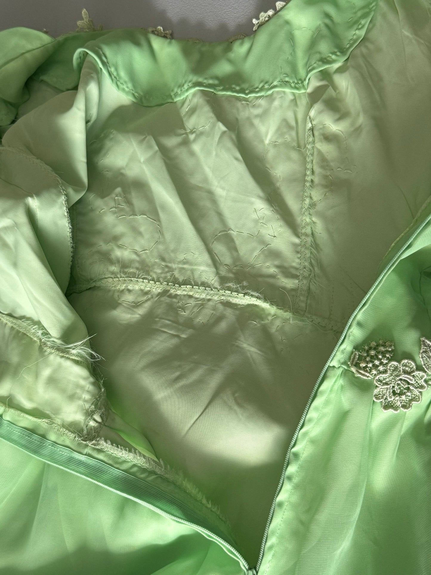 1970s Lime Green Handmade Prom Dress COLLECTORS ITEM