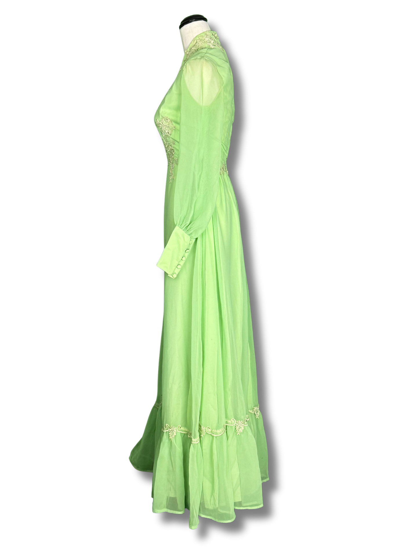 1970s Lime Green Handmade Prom Dress COLLECTORS ITEM