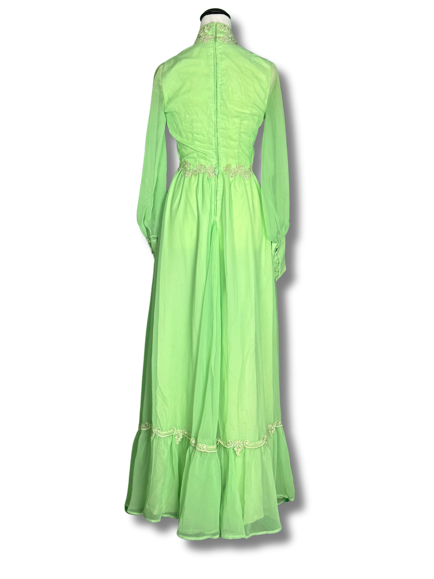 1970s Lime Green Handmade Prom Dress COLLECTORS ITEM