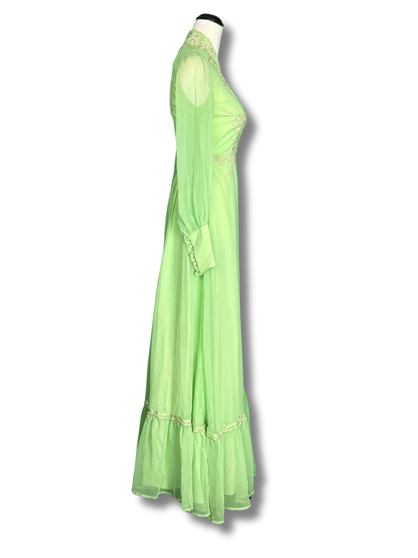 1970s Lime Green Handmade Prom Dress COLLECTORS ITEM