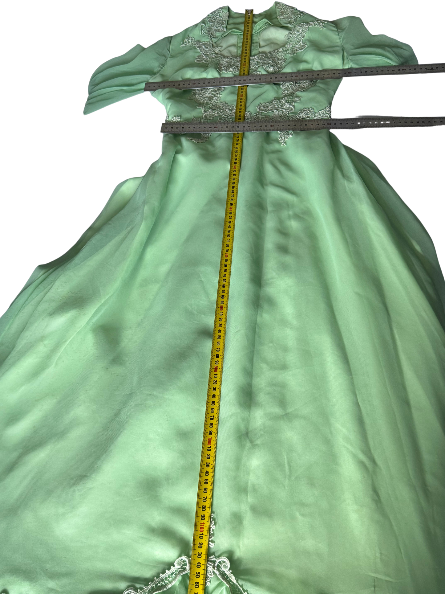 1970s Lime Green Handmade Prom Dress COLLECTORS ITEM