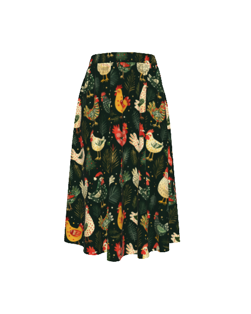 The Gilda Skirt in Christmas Chickens