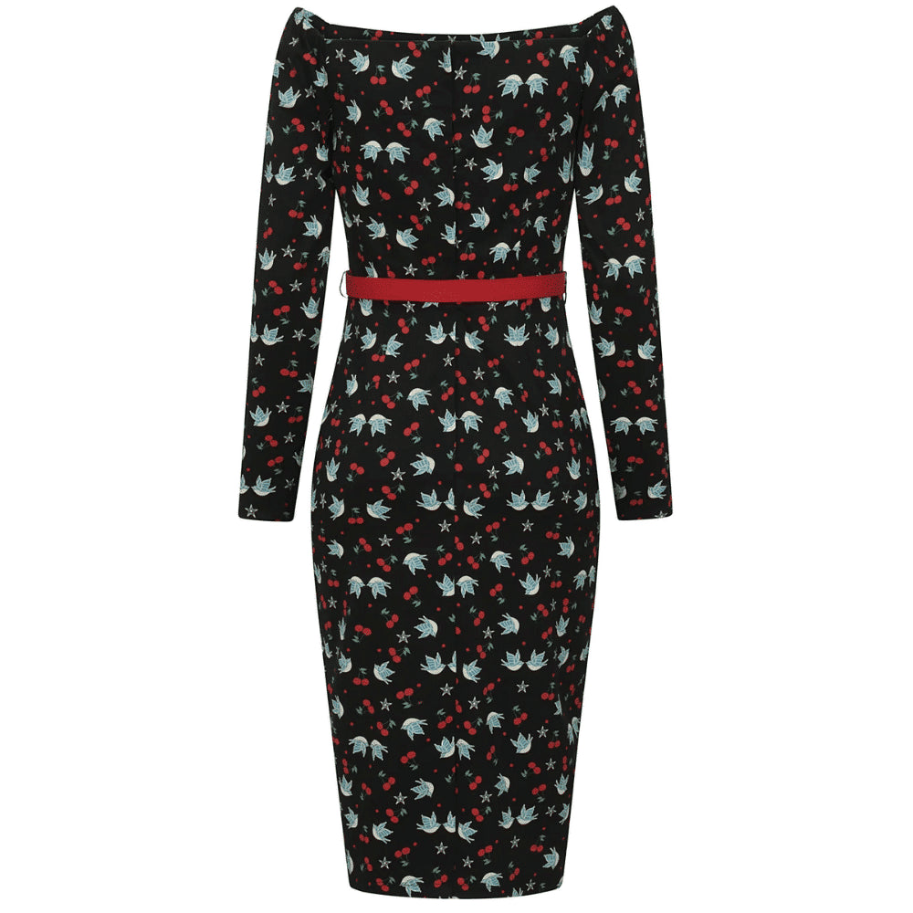 Collectif Meg Swallows & Cherries Pencil dress
