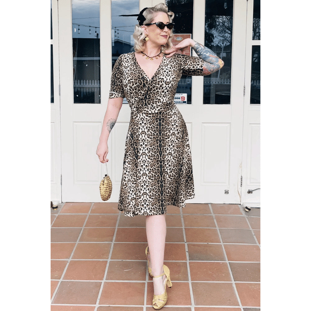 Dolly & Dotty Matilda Wrap Dress in Leopard Print