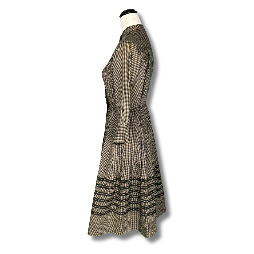 Jackie Originals Vintage 50s Black & White Gingham Day Dress