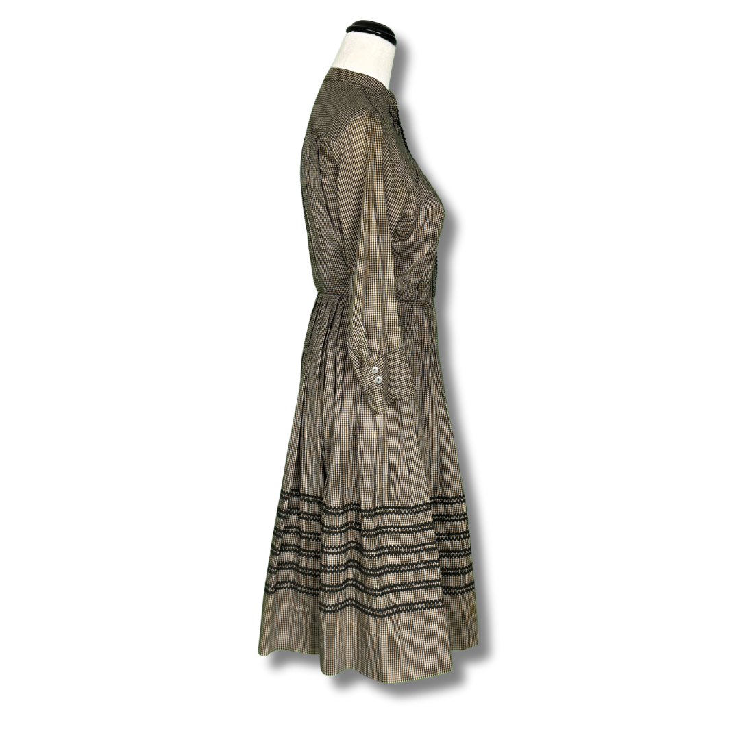 Jackie Originals Vintage 50s Black & White Gingham Day Dress