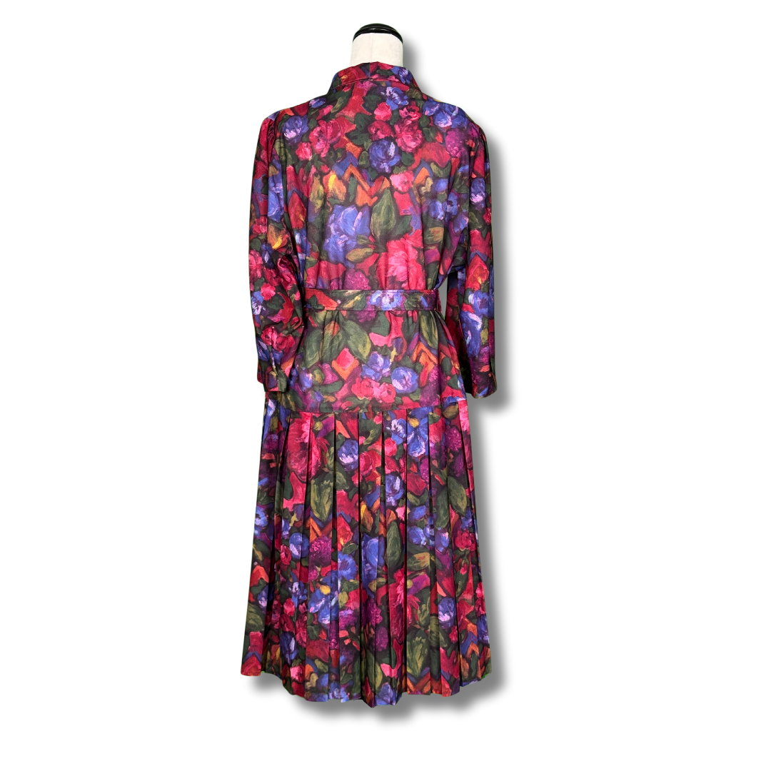Vintage 1980s Bold Floral Dress
