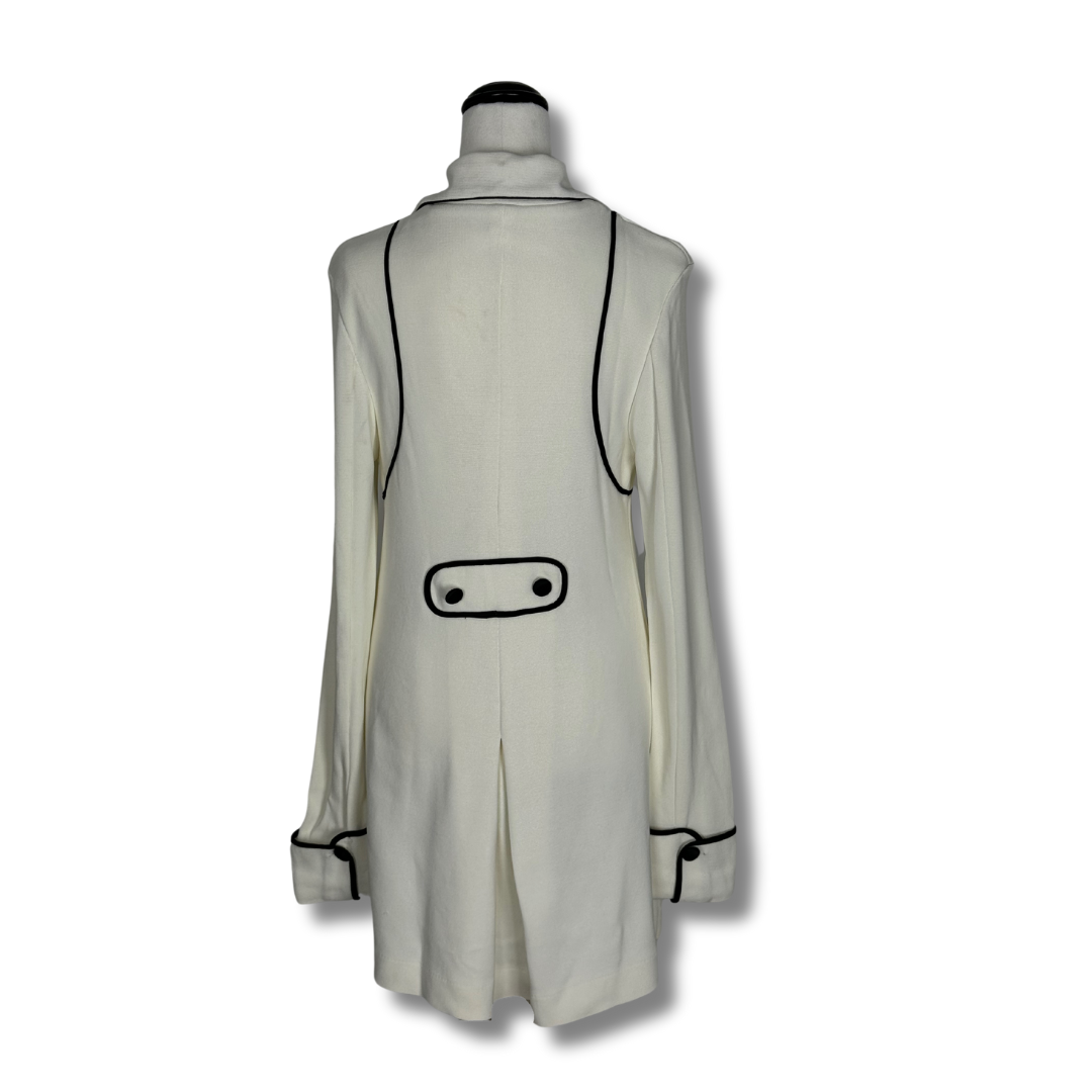 Alannah Hill White Coat with Black Bow Detail