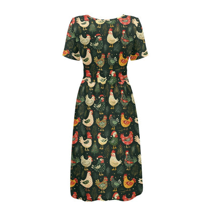 The Verna dress in Christmas Chickens