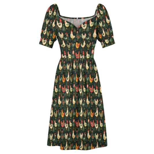 The Clara Dress in Christmas Chickens