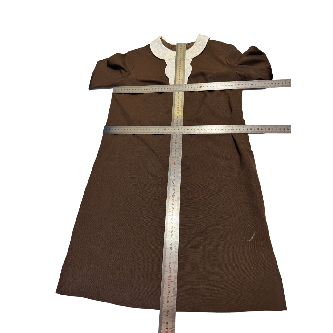 Vintage 1960s Brown Mod Shift Dress