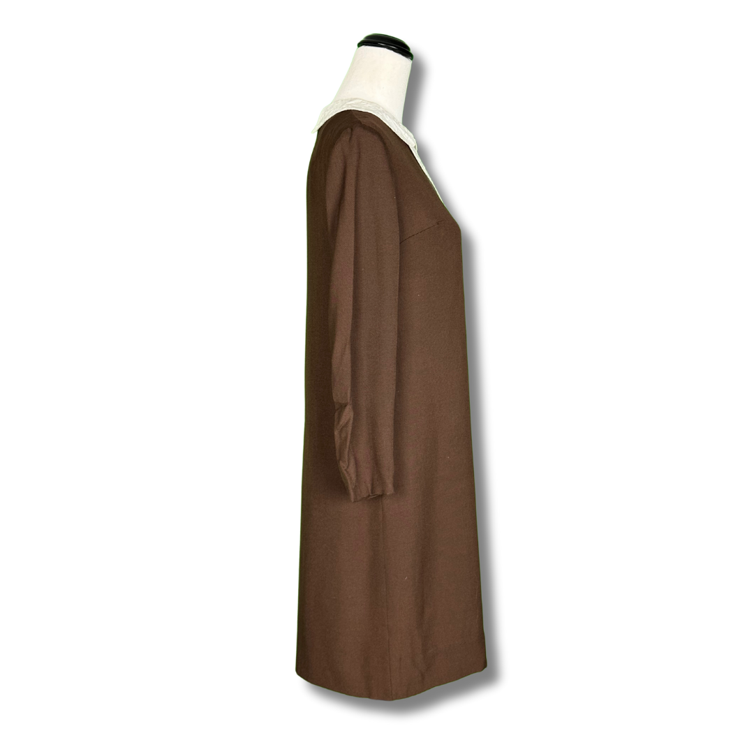 Vintage 1960s Brown Mod Shift Dress