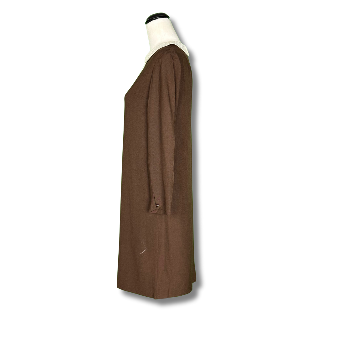 Vintage 1960s Brown Mod Shift Dress