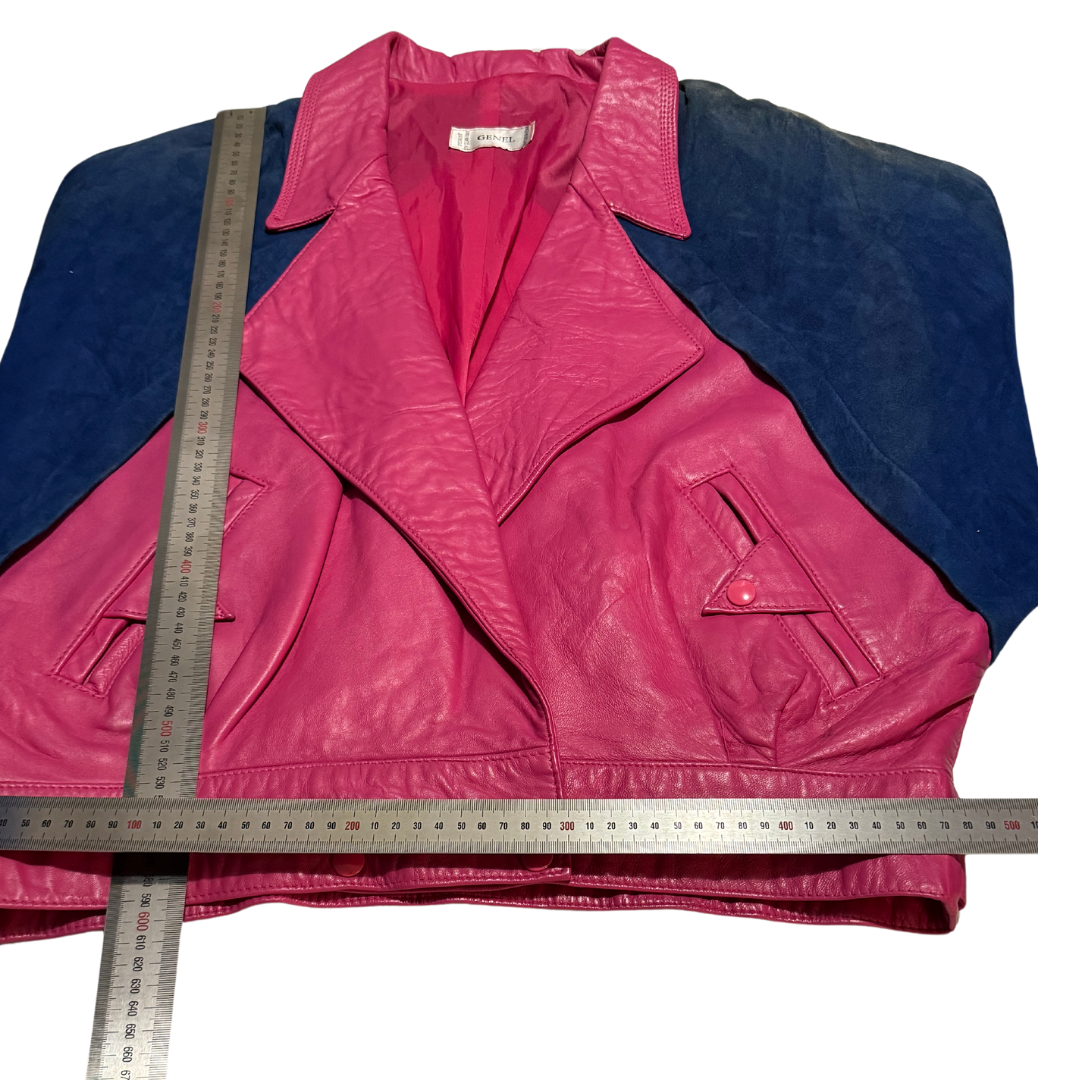 Vintage 1980s Genel Colourblock Leather Jacket