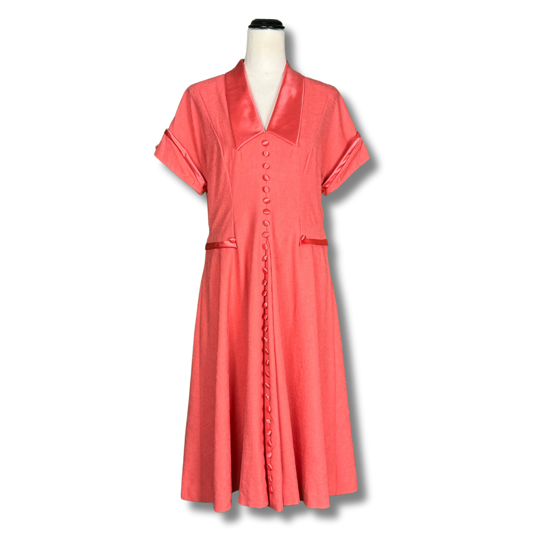 Handmade Vintage 50s Peach Coloured Diner Dress