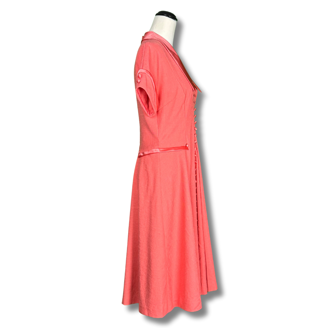 Handmade Vintage 50s Peach Coloured Diner Dress
