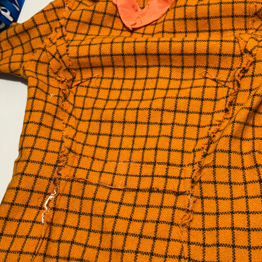 Handmade Vintage 60s Orange Check Shift Dress