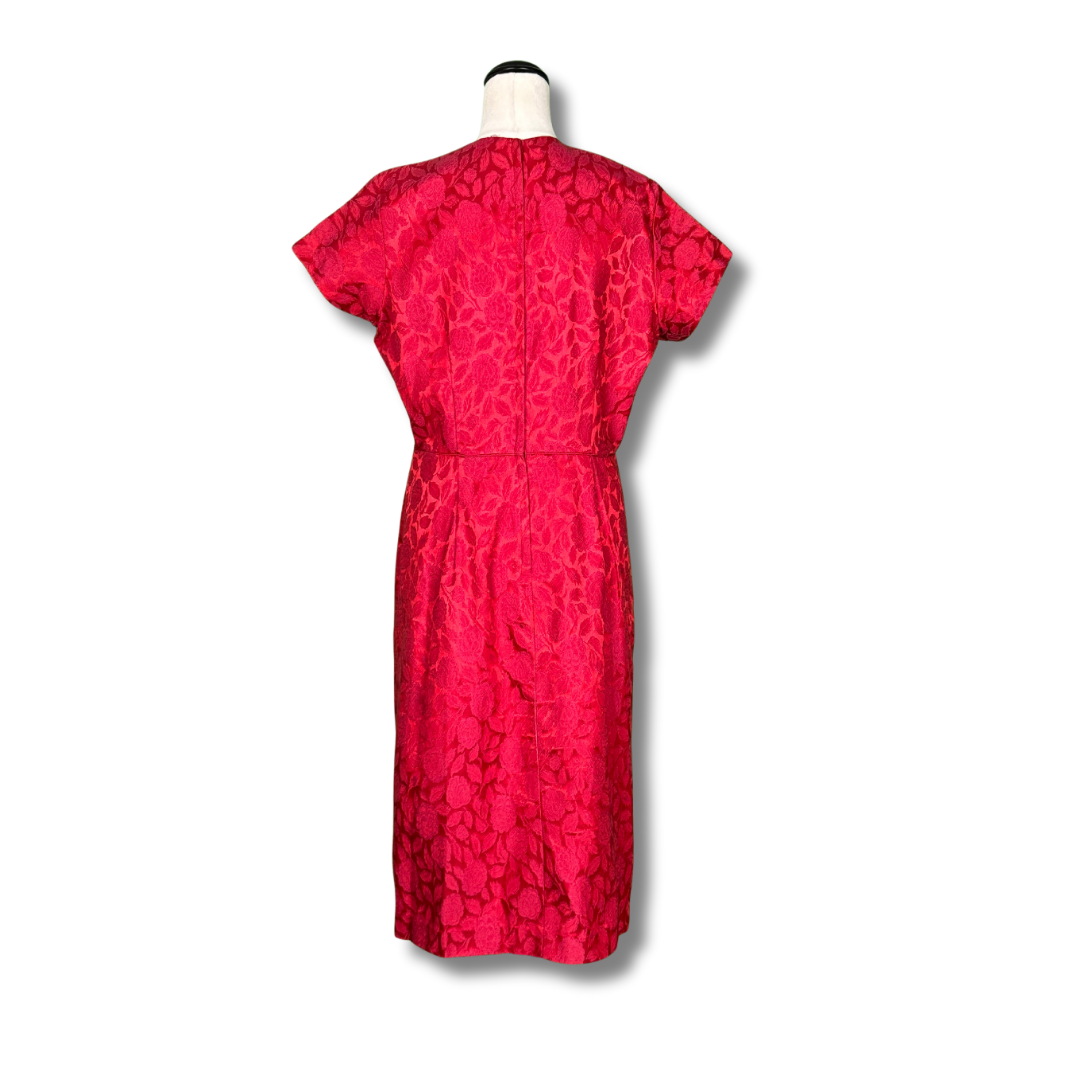 Holly Hill for Levin & Co Vintage Late 50s Red Jacquard Dress