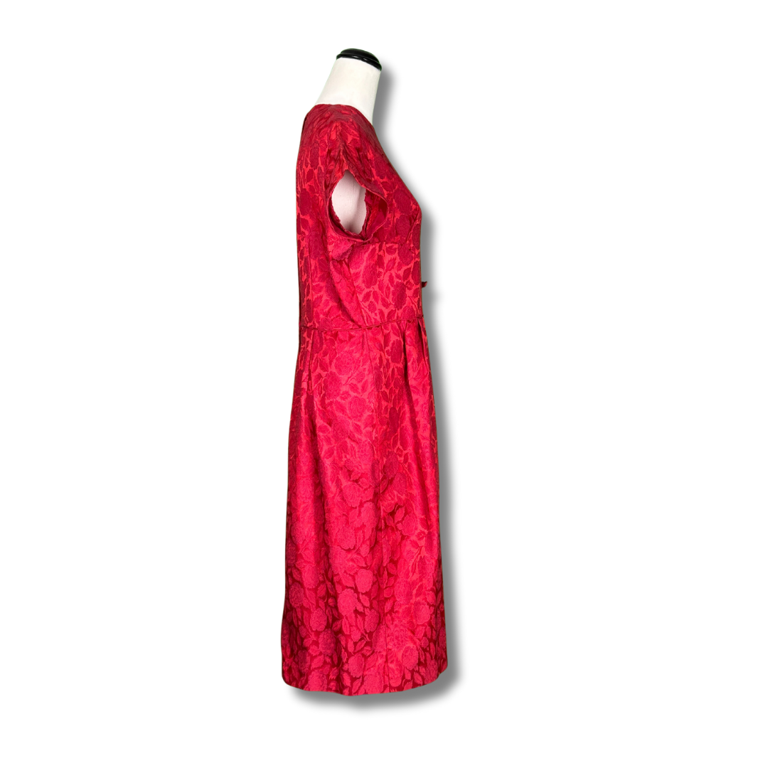 Holly Hill for Levin & Co Vintage Late 50s Red Jacquard Dress