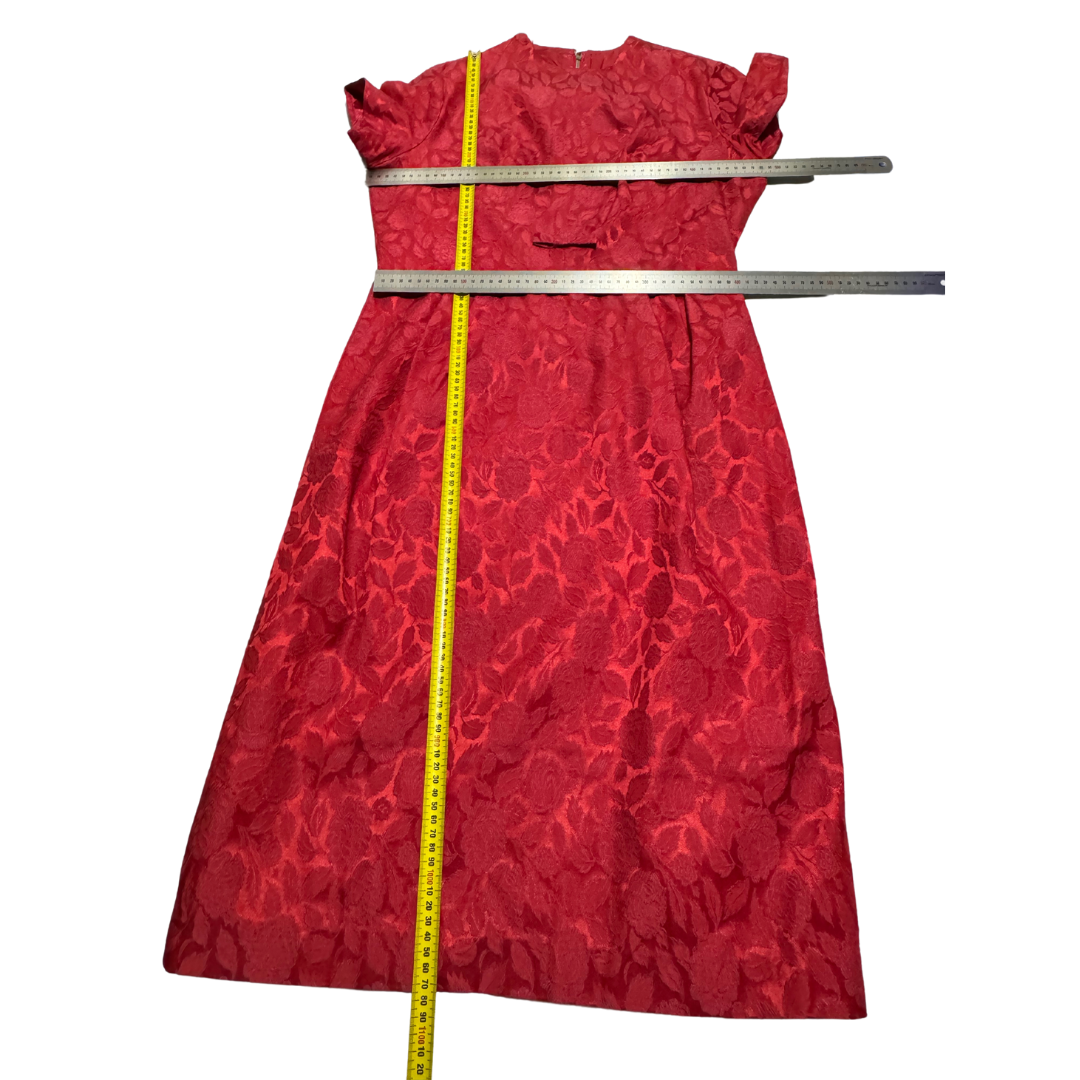 Holly Hill for Levin & Co Vintage Late 50s Red Jacquard Dress