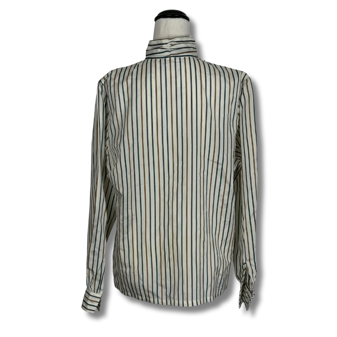 Kortet Work 80s Long Sleeved Pin Stripe Blouse