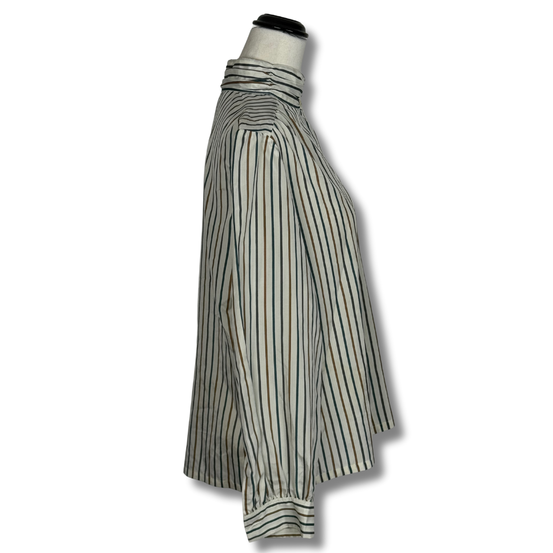 Kortet Work 80s Long Sleeved Pin Stripe Blouse