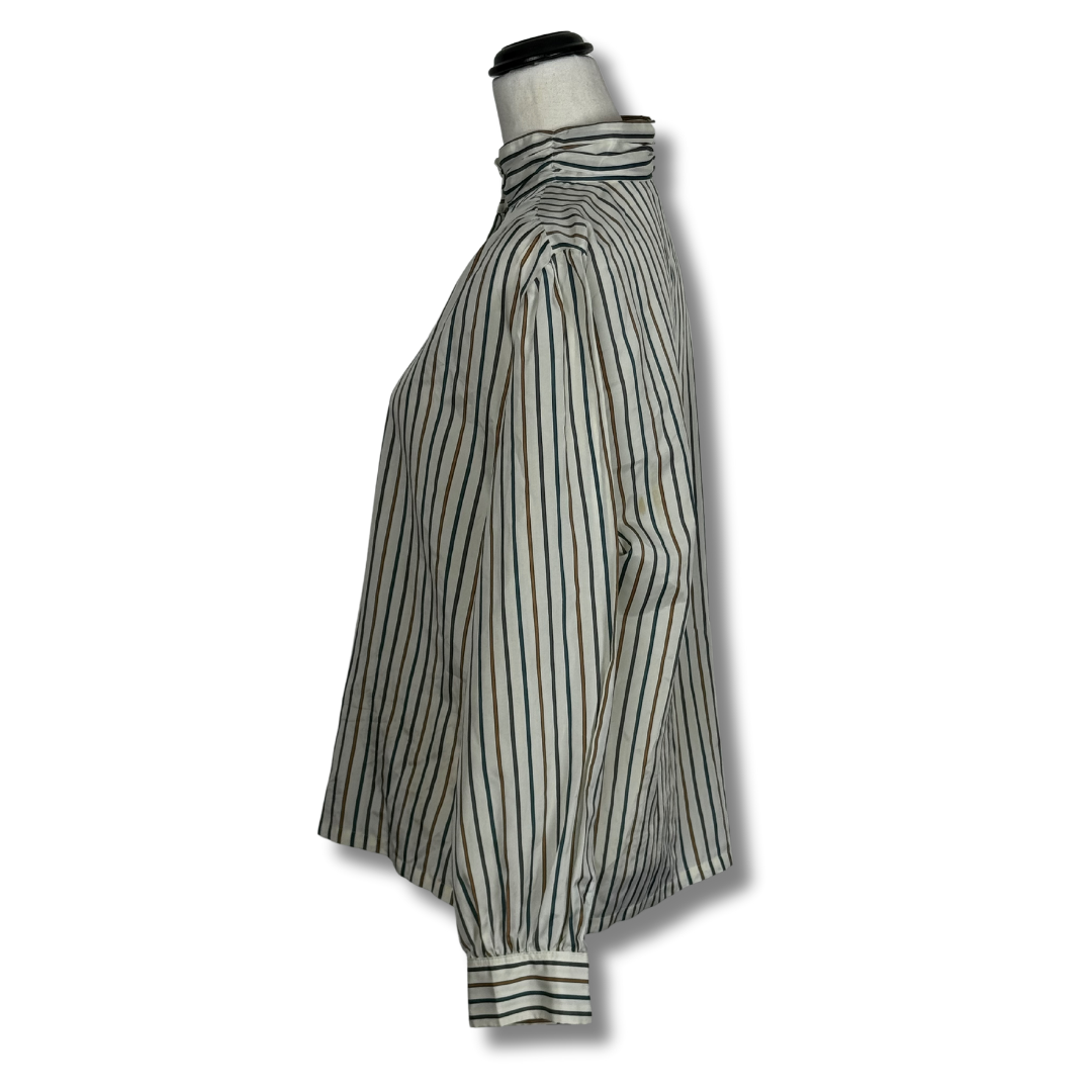 Kortet Work 80s Long Sleeved Pin Stripe Blouse
