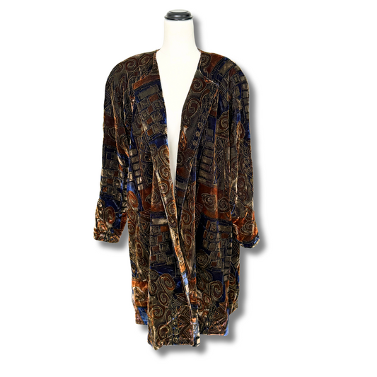 Lydia Smith Originals 80's Brown Velvet Duster Coat