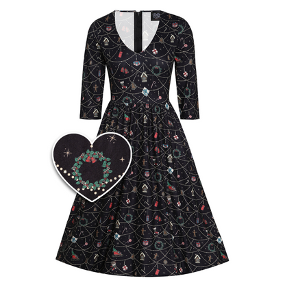 Dolly & Dotty Billy Black Ornament Print Dress