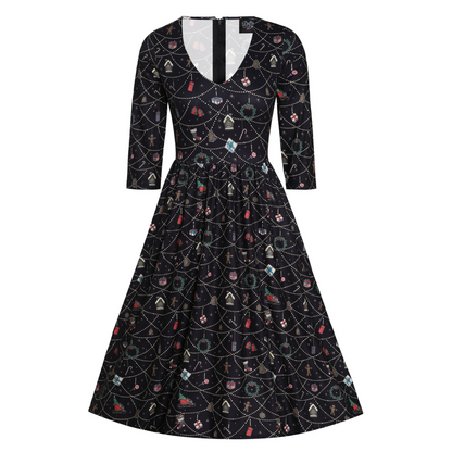 Dolly & Dotty Billy Black Ornament Print Dress