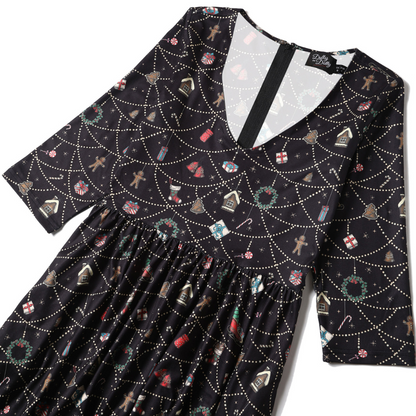 Dolly & Dotty Billy Black Ornament Print Dress